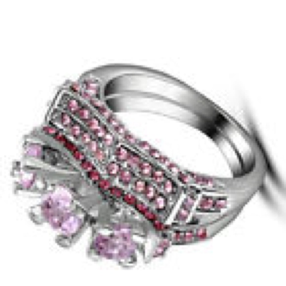 Stunning pink and silver ring set - Picture 3 of 3